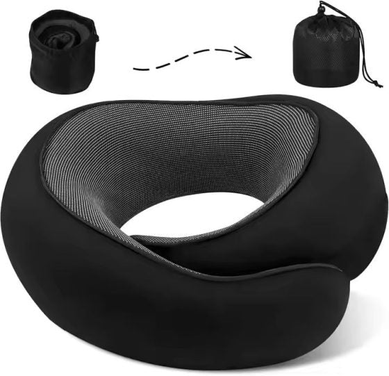 ROGER 360° Memory Foam Travel Neck Pillow – Ergonomic Head & Neck Support for Flights, Trains, Office & Long Travel