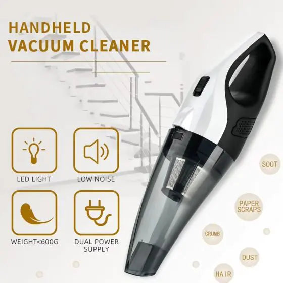 ROGER Wireless Handheld Car Vacuum Cleaner Strong Suction, 4 in 1 Car Vacuum Cleaner with 6000pa Strong Suction, Portable Car Vacuum, DC 11V Car Vacuum Cleaner High Power, LED Light