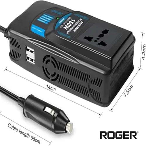 ROGER VERTER Car Power Inverter for Laptops, Phones, and More