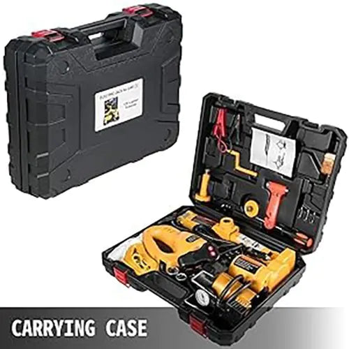 ROGER Electric Car Jack 3 Ton 12V – All-in-One Scissor Jack with Inflator Pump, 120-370/170-420MM Lifting Range, Ideal for Sedans and SUVs, Car Repair Tool