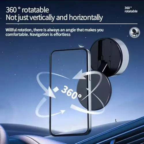 ROGER Intelligent Suction & Magnetic Car Phone Holder 360° 3D Rotation (Adjustable + Charging)