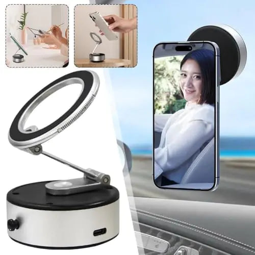 ROGER Intelligent Suction & Magnetic Car Phone Holder (With 360° 3D Rotation)