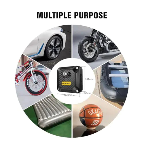 ROGER Air Compressor Pump – Powerful Tire Inflator with Digital Gauge