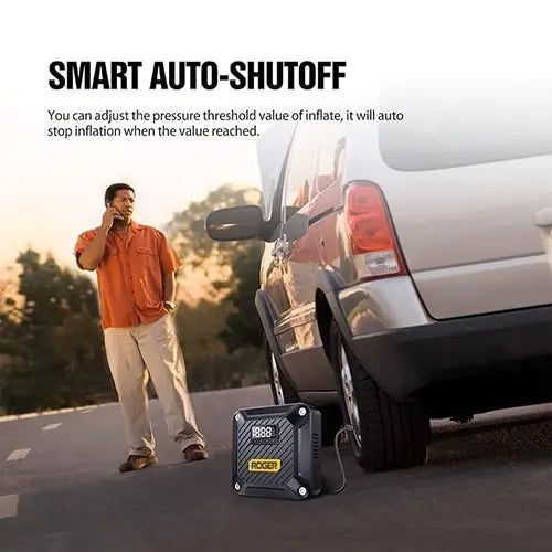 ROGER Air Compressor Pump – Powerful Tire Inflator with Digital Gauge