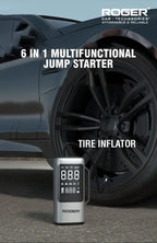 ROGER 6-in-1 Car Jump Starter with Digital Tyre Inflator (150 PSI), Vacuum Cleaner, 8000mAh Power Bank & LED Light | For 6.0L Petrol & 3.0L Diesel Cars