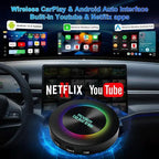 Roger’s CarPlay AI Box with 4G SIM Slot | Android 13 | 4GB+64GB | Qualcomm | Stream YouTube, Netflix, Google Maps | Wireless CarPlay & Android Auto | 4K Video | Dual Bluetooth | GPS | 2-Year Warranty