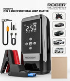 Roger 2-In-1 Multifunctional Jump Starter – Your Ultimate Car Emergency Companion! Jump-Start Your Vehicle, Inflate Tires, Charge Your Gadgets, Or Light Up The Night – All In One Compact Device. 🚗